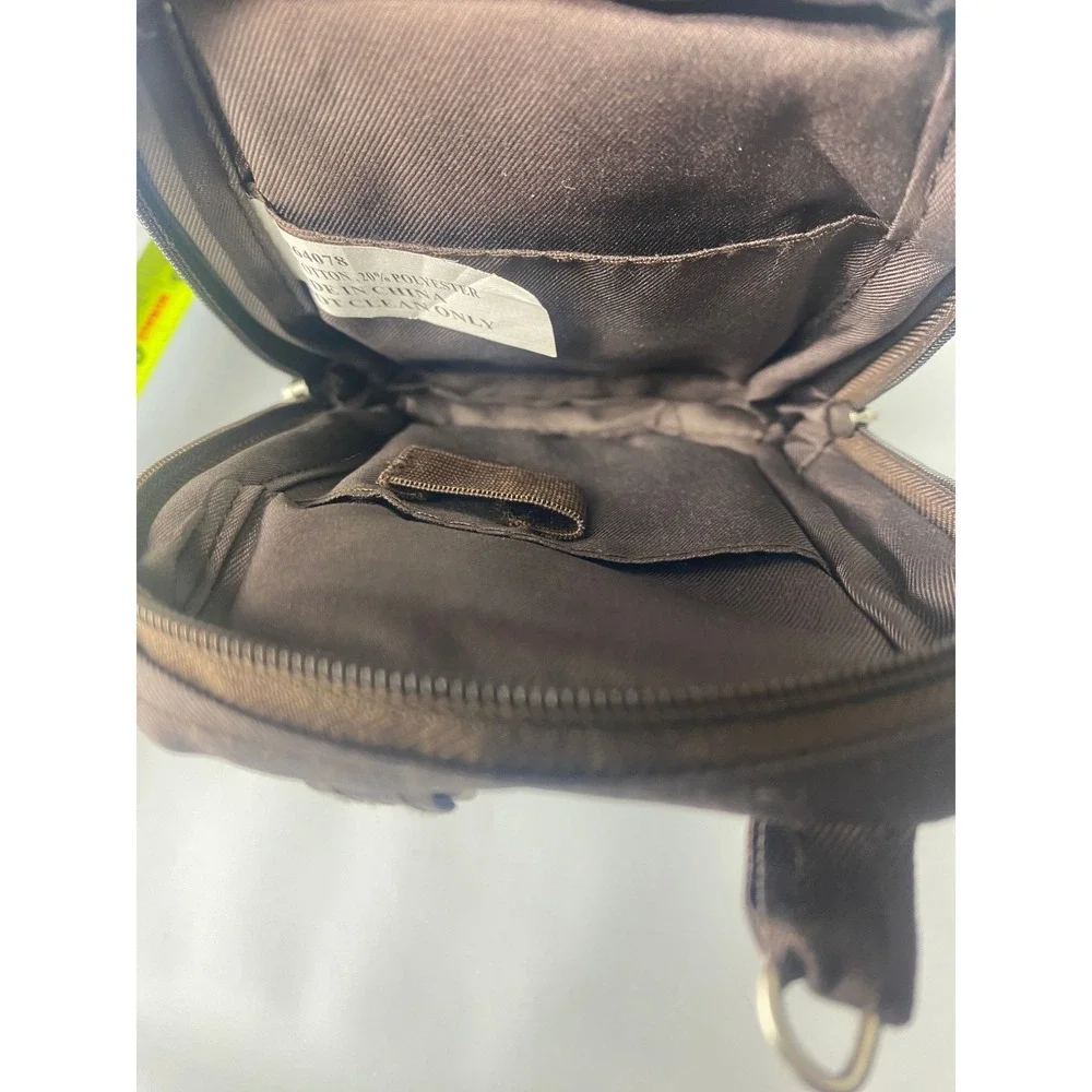 Brown‎ Nylon Utility Pouch ID Window Belt Loop Travel Organizer Wallet Case